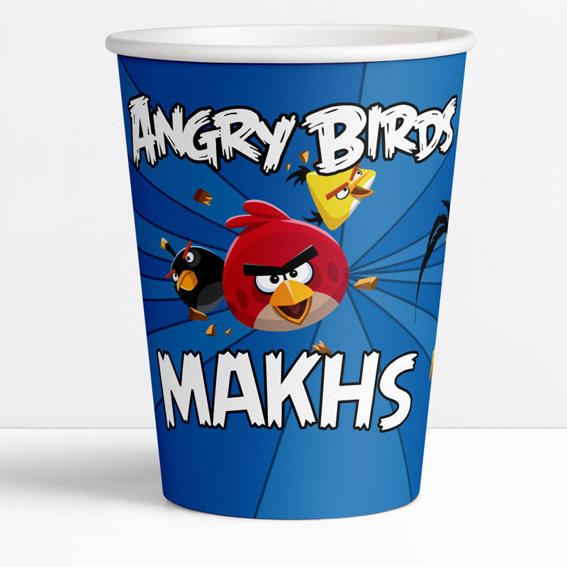 Ποτηράκια χάρτινα με όνομα Angry Birds / 8τμχ