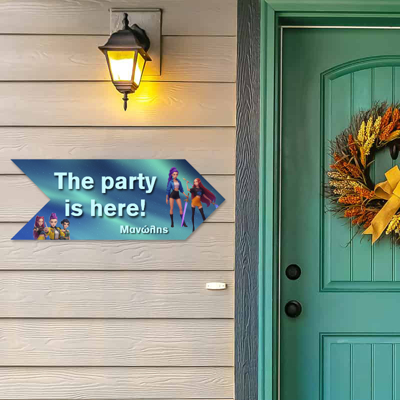 Ξύλινη Πινακίδα K-Pop Demon Hunters με όνομα βελάκι/40cm*15cm