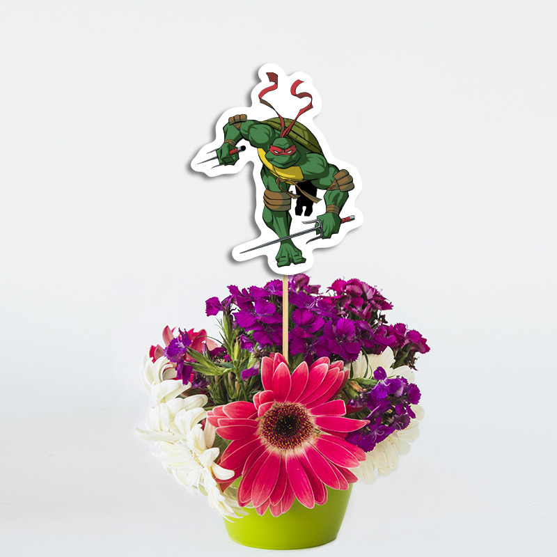 Διακοσμητικό Τοππερ Χελωνονιντζάκια χάρτινο για τον Μπουφέ/ 20cm