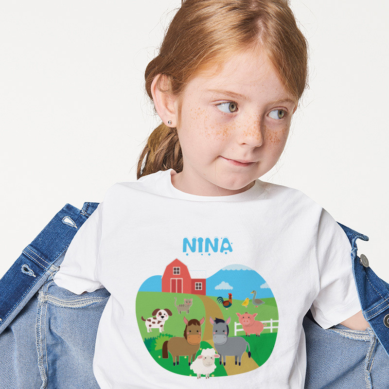 Παιδικό T-shirt Ζωάκια Φάρμας για κορίτσι με όνομα