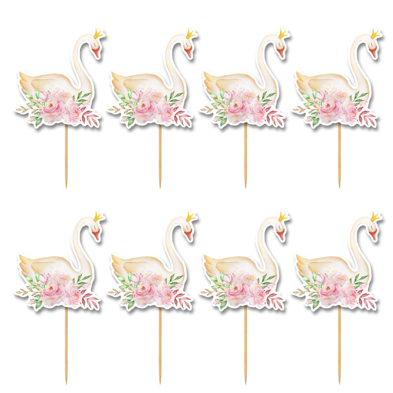 Cupcake toppers Κύκνος 10cm / 8τμχ