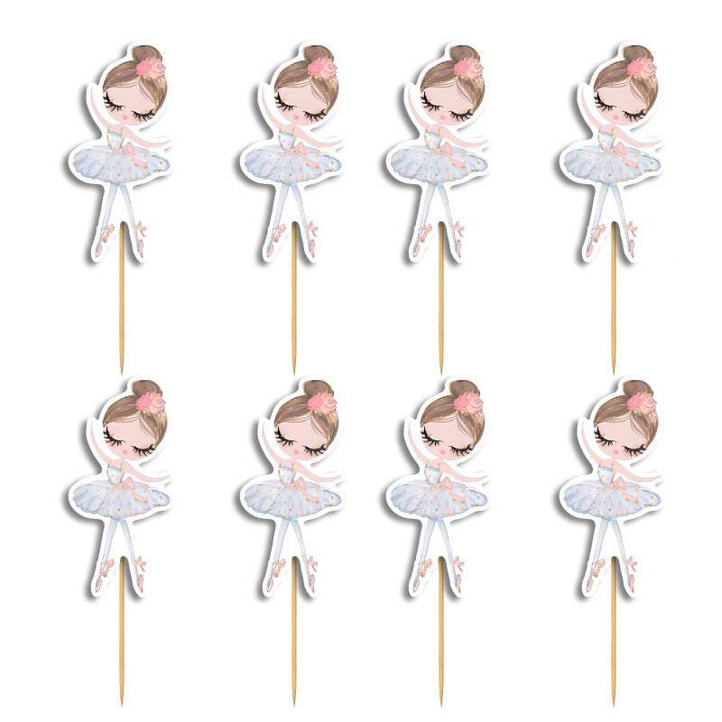 Cupcake toppers Μπαλαρίνα Pastel 10cm / 8τμχ