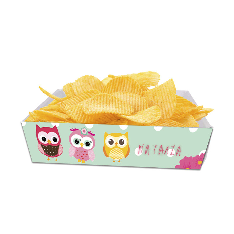 Κουτάκια για πατατάκια Κουκουβάγιες με όνομα 8τμχ/ 15cmx10cmx4cm