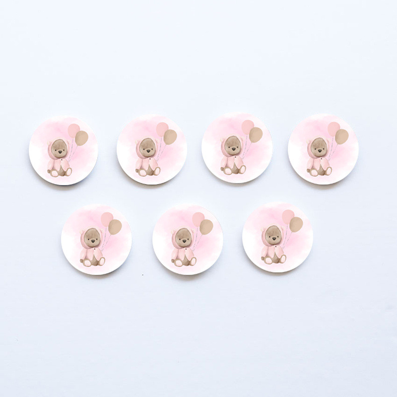 Ξύλινες Κονκάρδες Αρκουδάκι για Κορίτσι / 8τμχ
