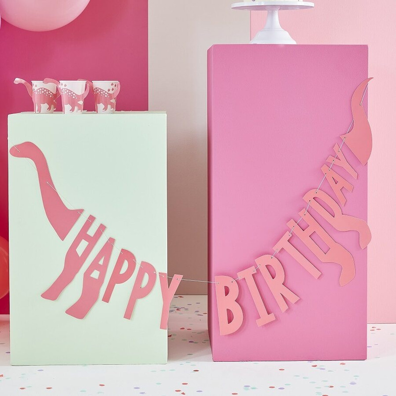 Γιρλάντα Γράμματα Pink Happy Birthday Dinosaur / 137 εκ