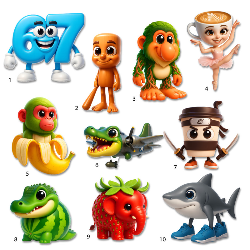 Διακοσμητική φιγούρα 67 & Brainrot 10cm Ξύλινη/1τμχ