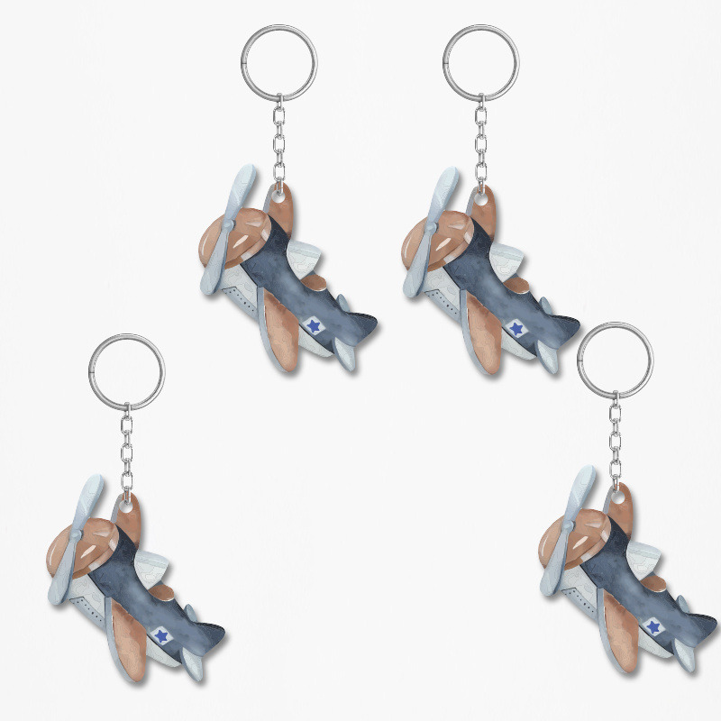 Ξύλινα Μπρελόκ Αεροπλάνο Vintage 5cm/ 4τμχ