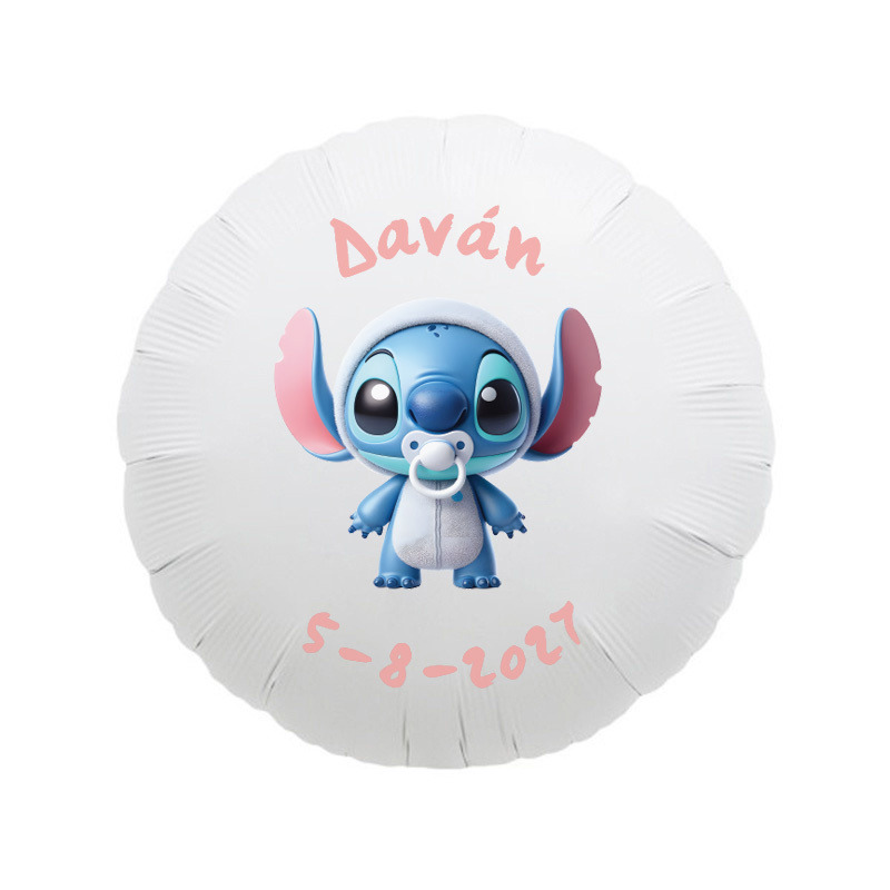 Μπαλόνι Φόιλ για Βάπτιση Baby Stitch με όνομα/43cm