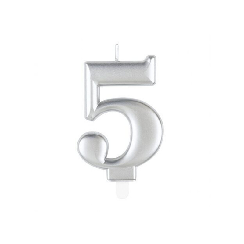 Κερί 5 Μεταλλικό Ασημί / 8 εκ.