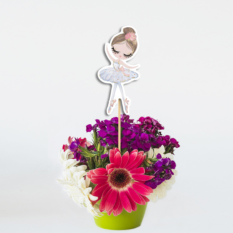 Διακοσμητικό Τοππερ Μπαλαρίνα Pastel χάρτινο για το τραπέζι/ 20cm