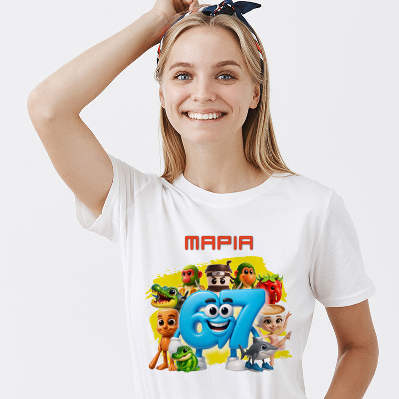 Γυναικείο T-shirt 67 & Brainrot για την Μαμά με όνομα