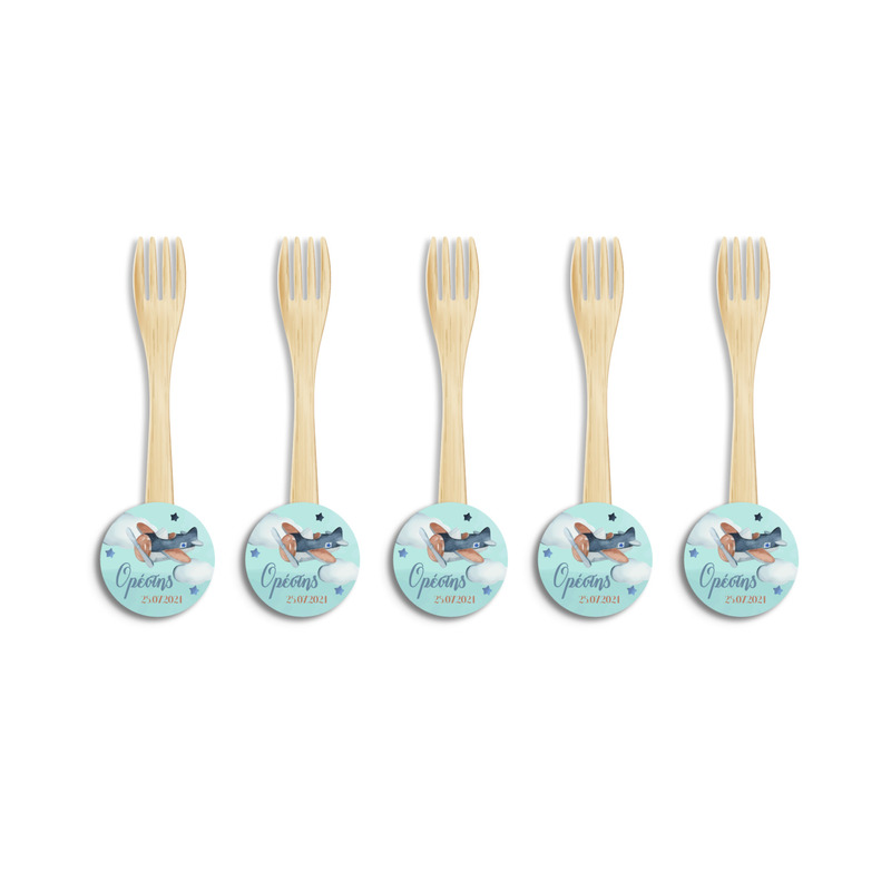 Ξύλινα Πιρουνάκια με όνομα Αεροπλάνο Vintage / 8τμχ