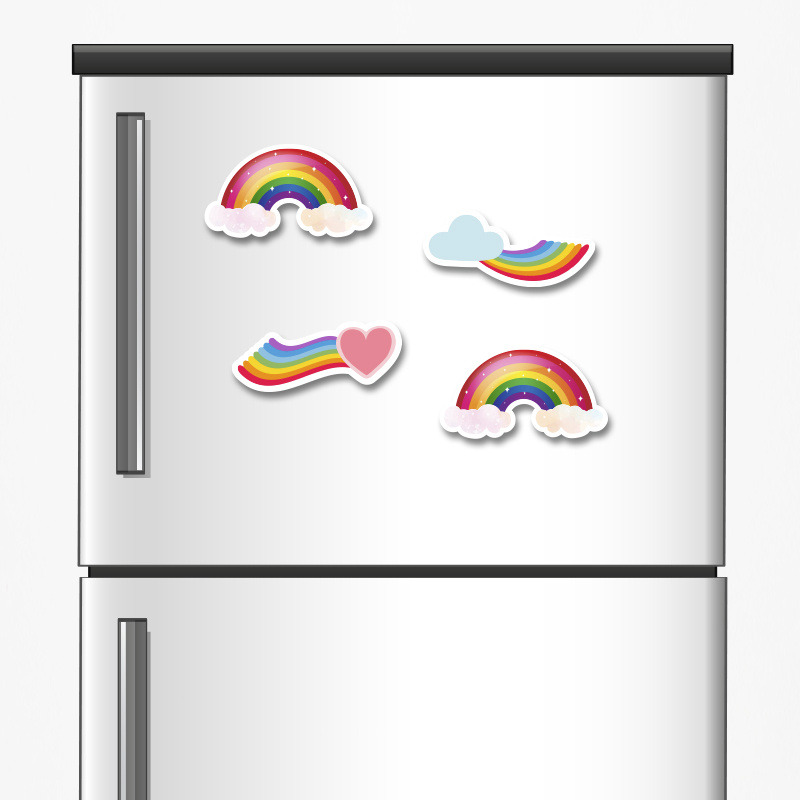 Ξύλινα μαγνητάκια Rainbow 5cm/ 4τμχ