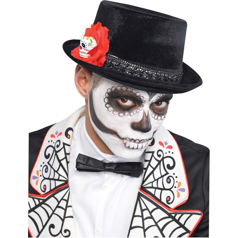Καπέλο για ενήλικες Day of The Dead Halloween Μαύρο και Κόκκινο