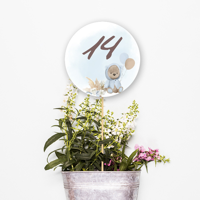 Αρίθμηση τραπεζιού Αρκουδάκι για Αγόρι κύκλος 13cm