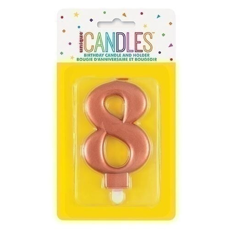 Κερί  8 Μεταλλικό Ροζ Χρυσό / 8 εκ