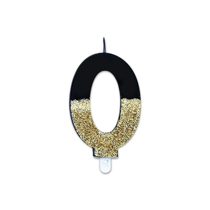Κερί Νούμερο 0 Μαύρο - Χρυσό / 9 εκ