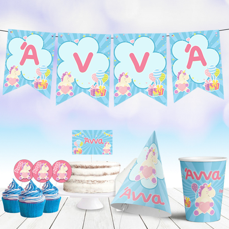 Σετ πάρτυ με όνομα Baby Unicorn/8 ατόμων