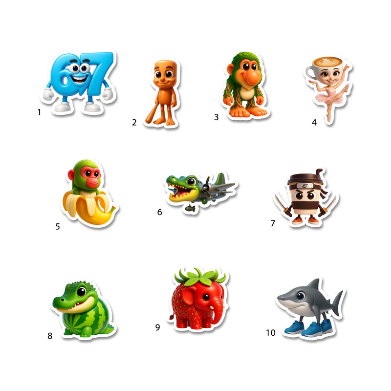 Διακοσμητική φιγούρα 67 & Brainrot 5cm Ξύλινη/1τμχ