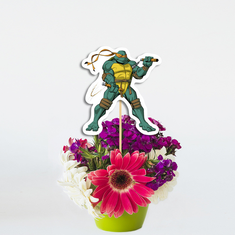 Διακοσμητικό Τοππερ Χελωνονιντζάκια χάρτινο για το τραπέζι/ 20cm