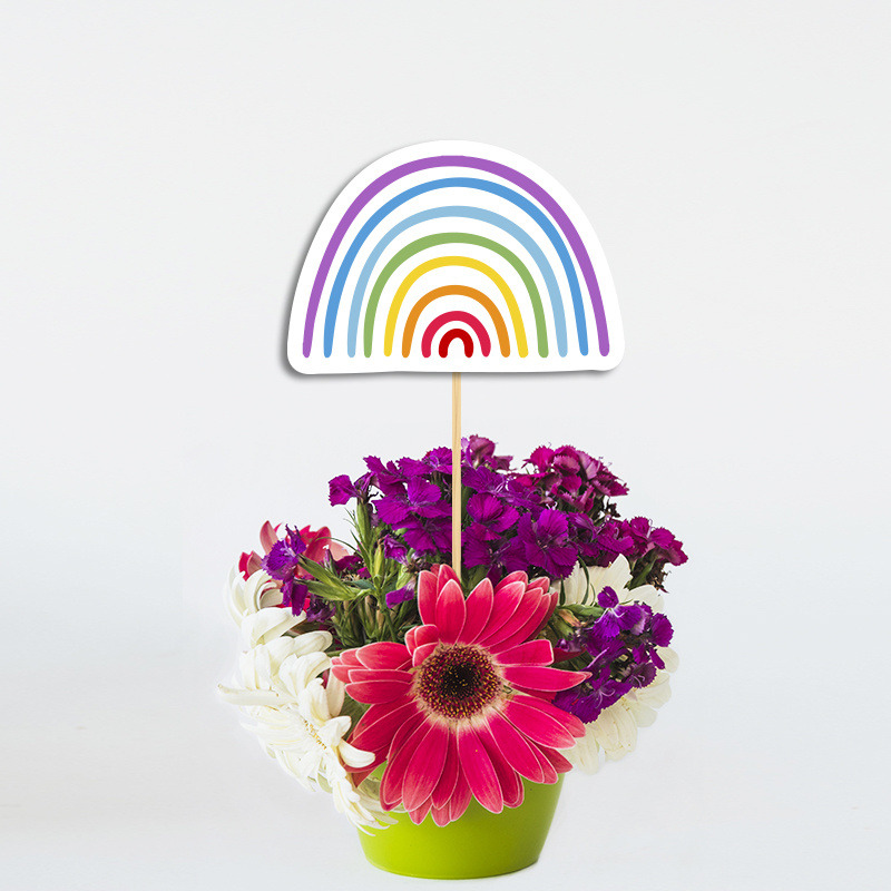 Topper Διακοσμητικό Retro Rainbow Pink χάρτινο/ 20cm