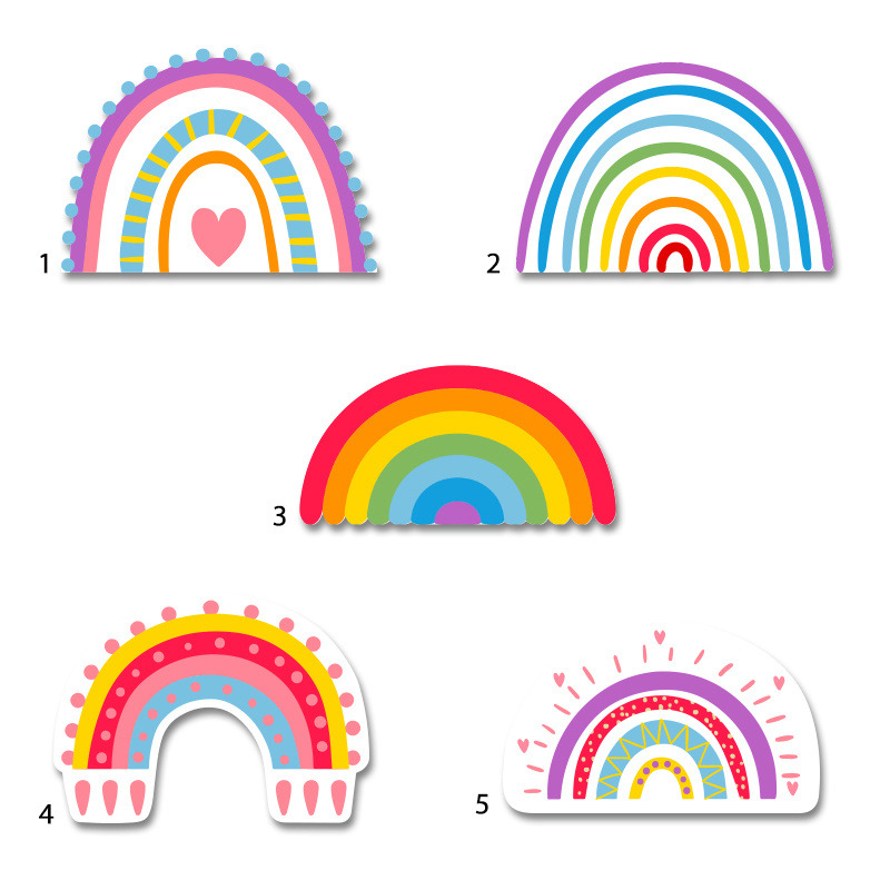 Διακοσμητική φιγούρα Retro Rainbow Pink 10cm Ξύλινη/1τμχ