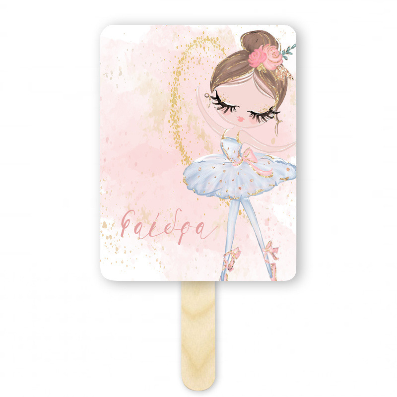 Βεντάλια Χάρτινη με όνομα Μπαλαρίνα Pastel ορθογώνια