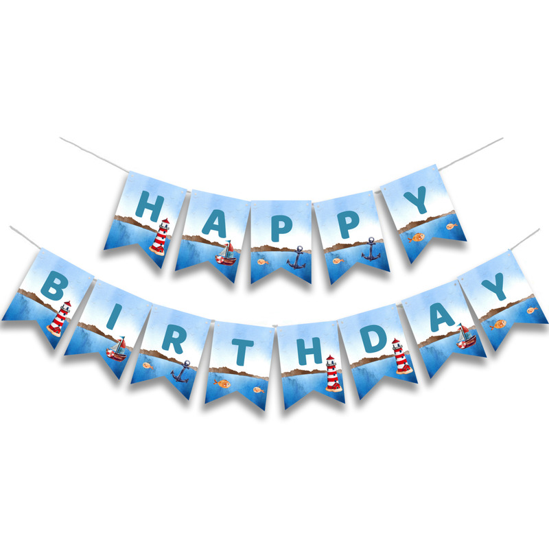 Γιρλάντα Γράμματα Ναυτικό Happy Birthday