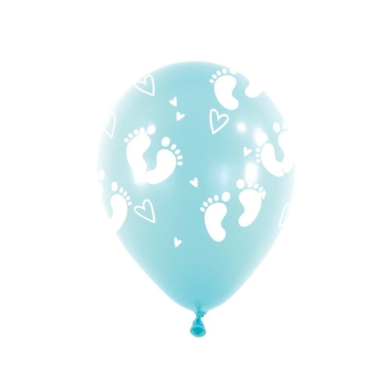 Μπαλόνια Λάτεξ 11 Baby Footprints Σιέλ / 6 τεμ
