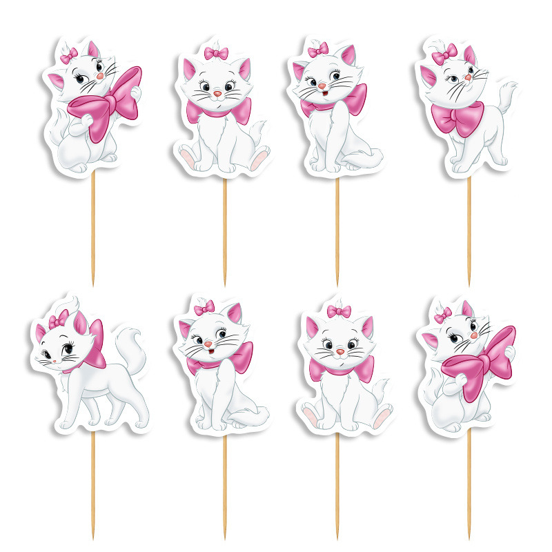 Cupcake toppers Αριστόγατες Μαρί 10cm / 8τμχ