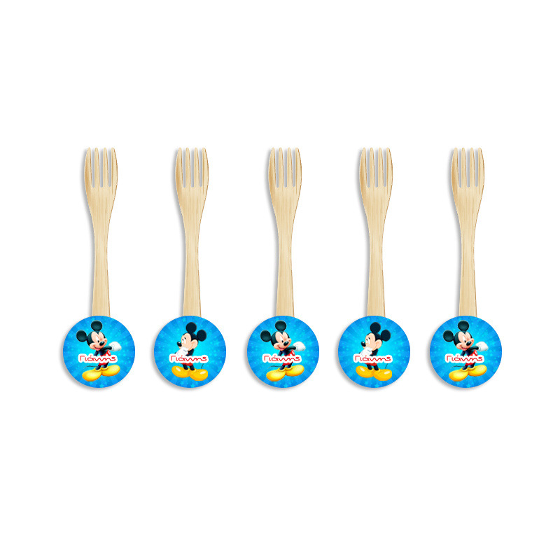 Ξύλινα Πιρουνάκια με όνομα Mickey / 8τμχ