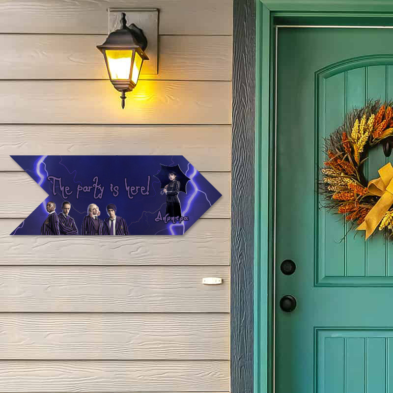 Ξύλινη Πινακίδα Wednesday με όνομα βελάκι/40cm*15cm