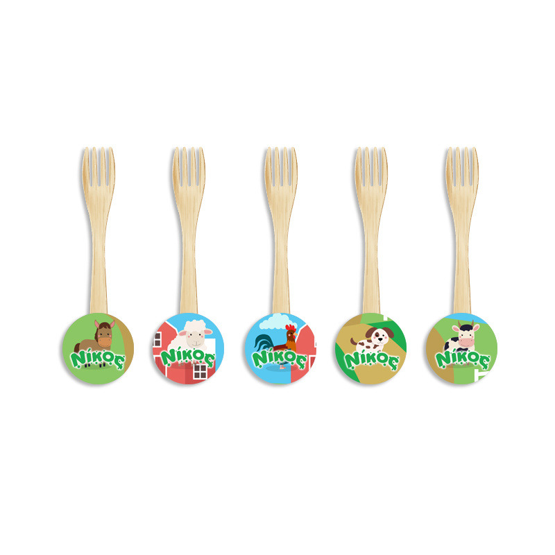 Ξύλινα Πιρουνάκια με όνομα Ζωάκια Φάρμας / 8τμχ