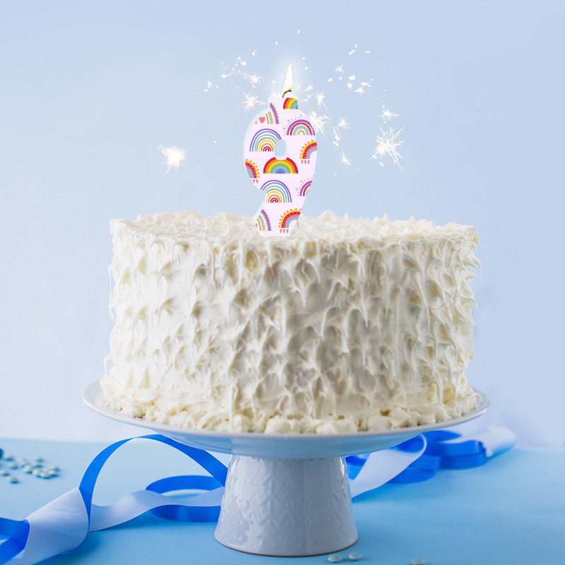 Κερί Νούμερο 9 Retro Rainbow