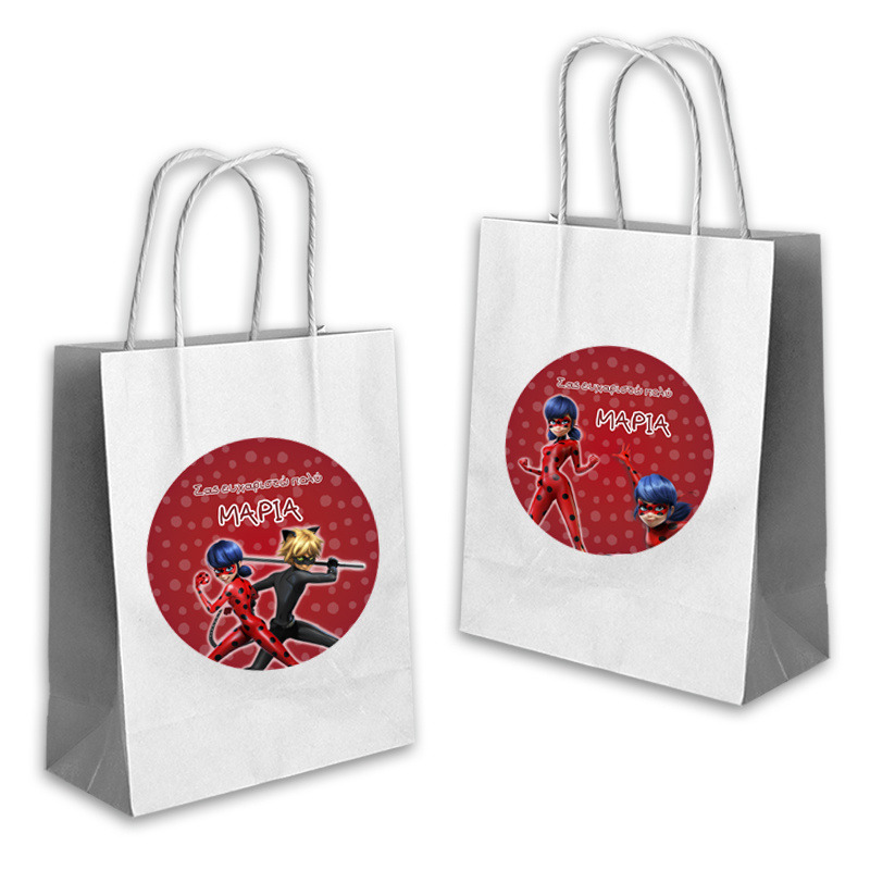 Τσάντα Δώρου Miraculous LadyBug με όνομα χάρτινη/ 22cmx18cmx8cm
