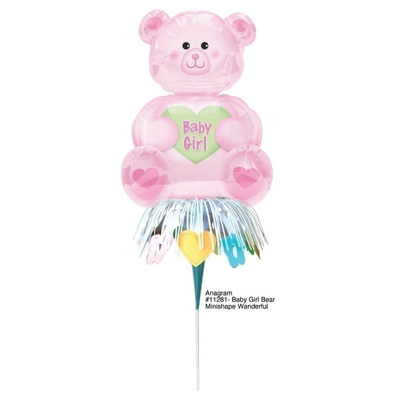 Μπαλόνι Φοιλ Μίνι Σχήμα Αρκουδάκι 14 Baby Girl Bear με φοιλ Διακόσμηση