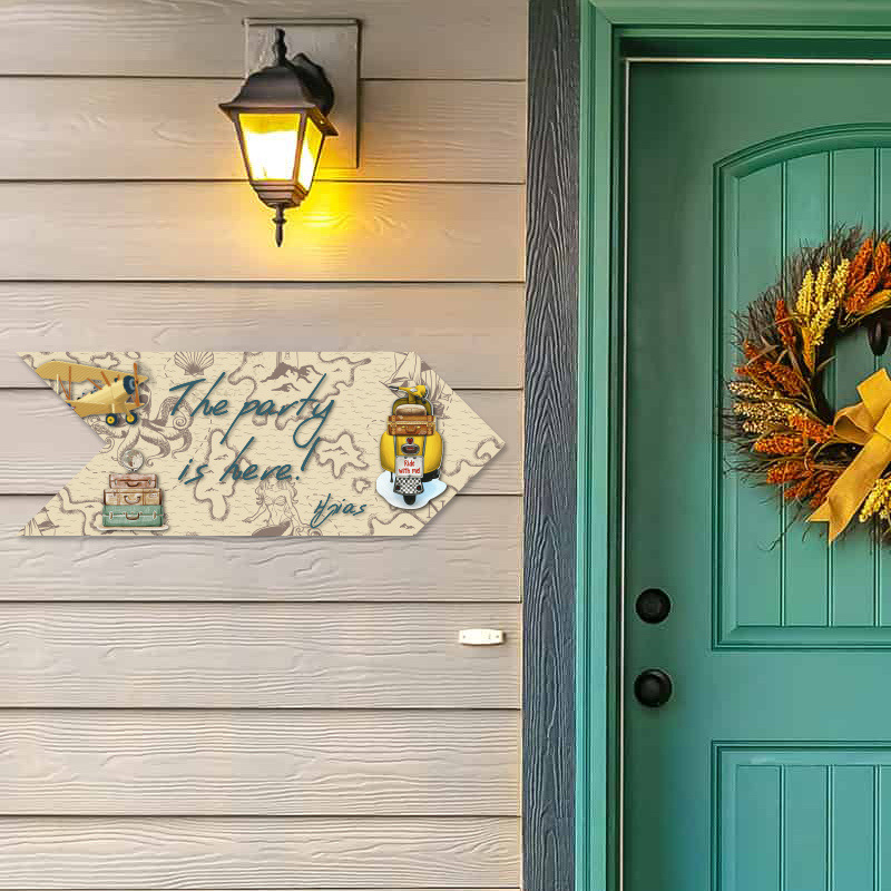 Ξύλινη Πινακίδα Ταξίδια με όνομα βελάκι/40cm*15cm