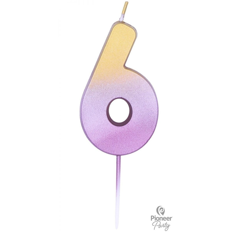 Κερί Νούμερο 6 Ροζ Χρυσό Ombre / 6.7 εκ