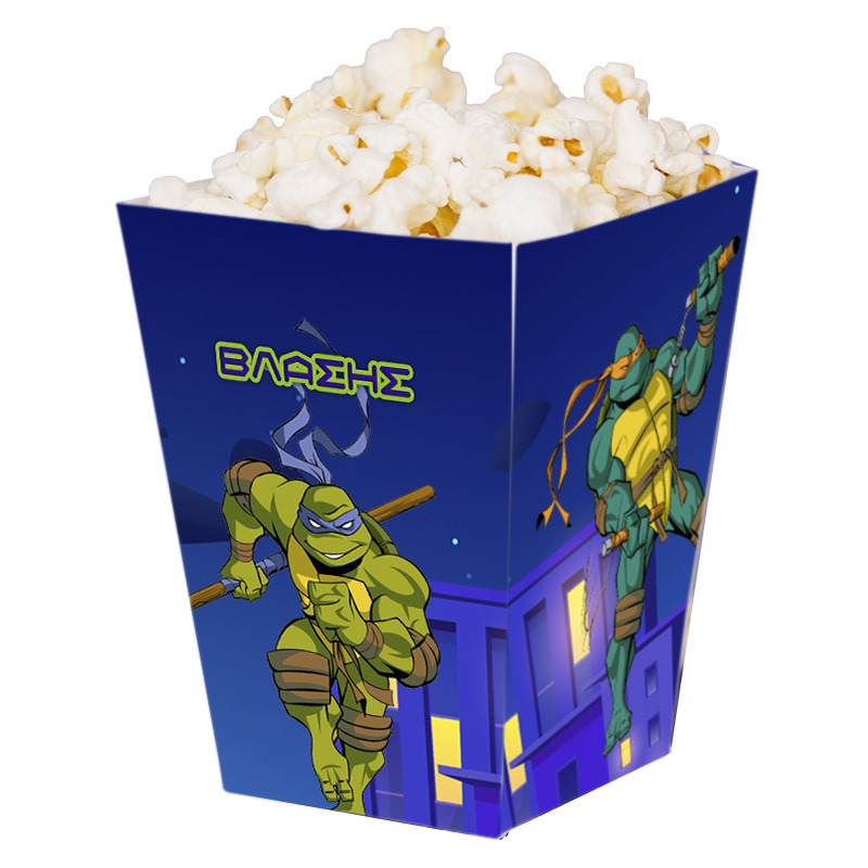 Κουτί Pop Corn με όνομα Χελωνονιντζάκια 15cmx9cmx9cm