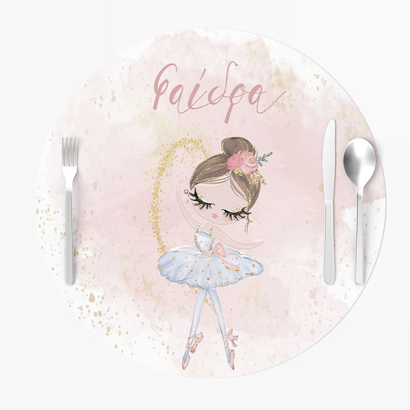 Σουπλά Χάρτινα στρογγυλά με όνομα Μπαλαρίνα Pastel 27cm