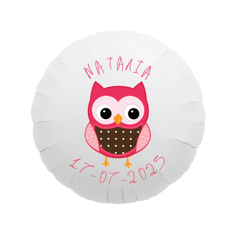 Μπαλόνι Βάπτισης Κουκουβάγιες με όνομα/43cm