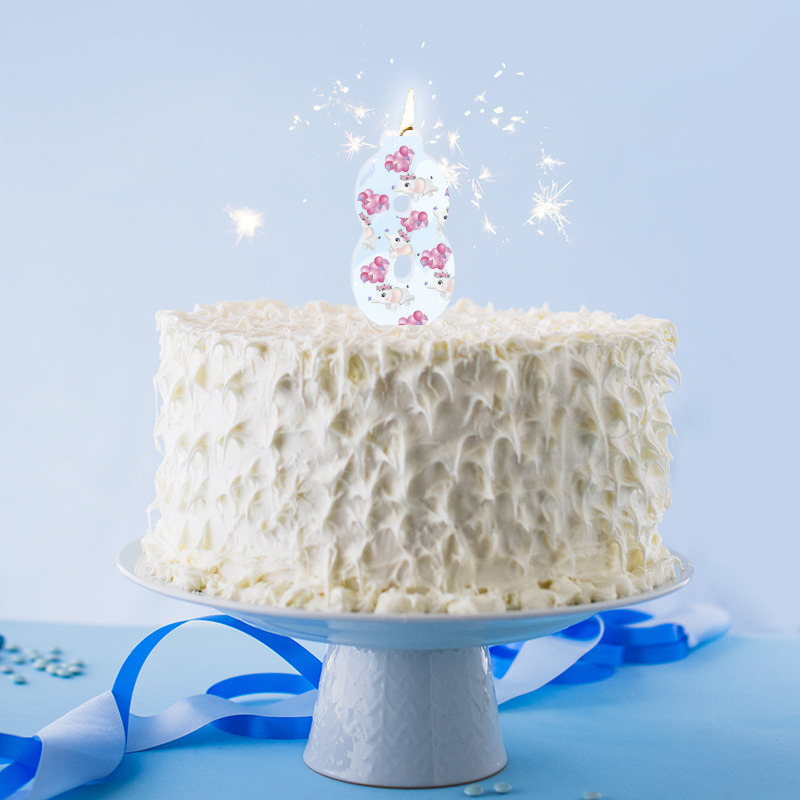 Κερί Νούμερο 8 Ελεφαντάκι για Κορίτσι