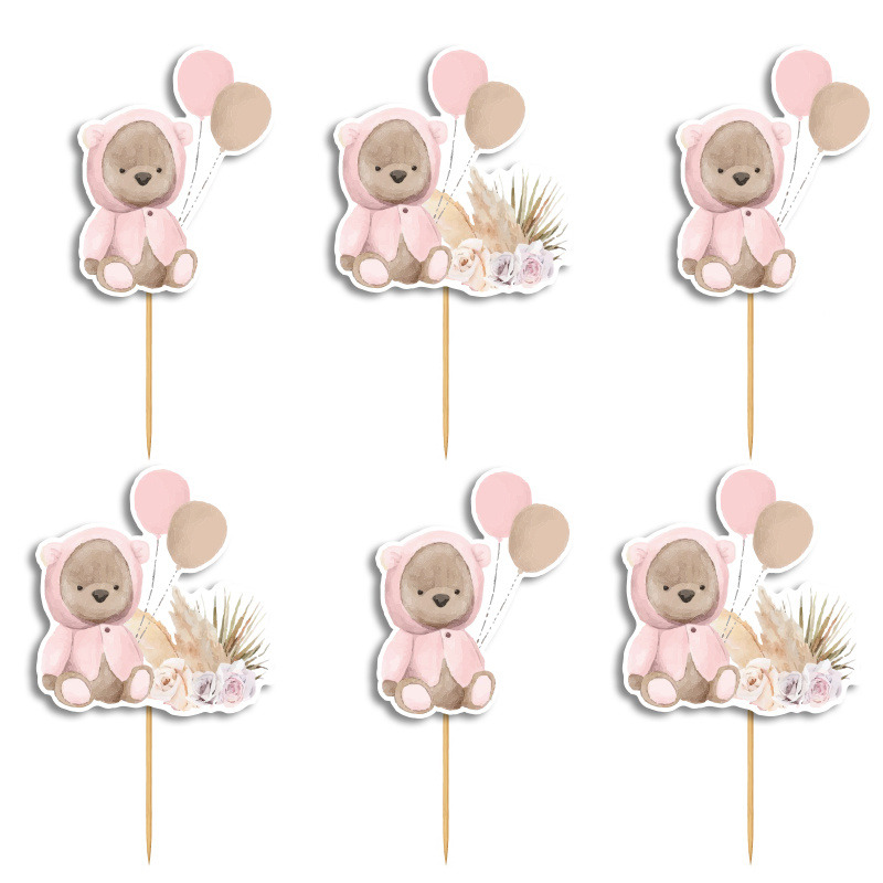 Cupcake toppers Αρκουδάκι για Κορίτσι 10cm / 8τμχ