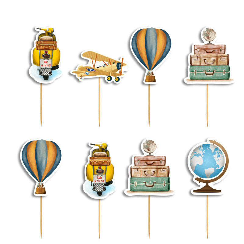 Cupcake toppers Ταξίδια 10cm / 8τμχ