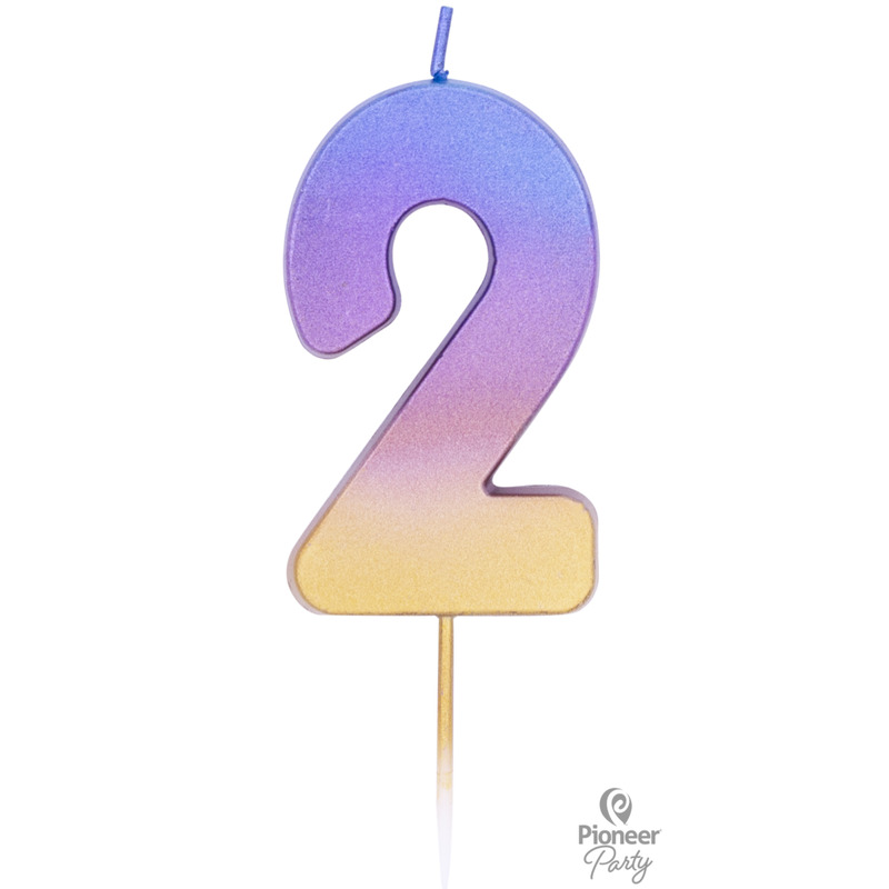 Κερί Νούμερο 2 Rainbow Ombre / 6.7 εκ