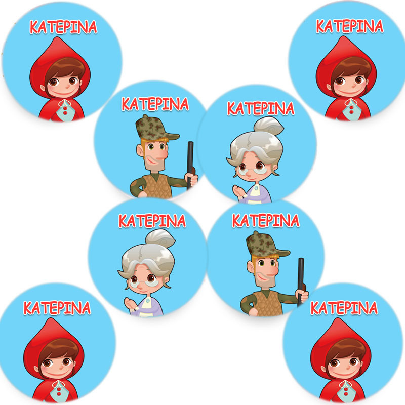 Στρογγυλά αυτοκόλλητα Κοκκινοσκουφίτσα / 8τμχ