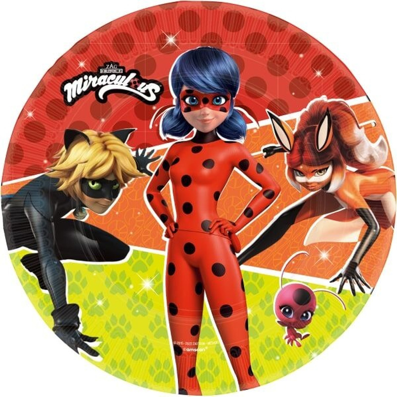 Πιάτα χάρτινα φαγητού 23εκ Miraculous LadyBug / 8 τεμ.
