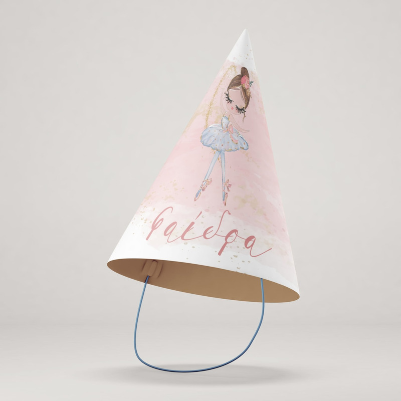 Καπελάκια πάρτυ με όνομα Μπαλαρίνα Pastel / 8τμχ