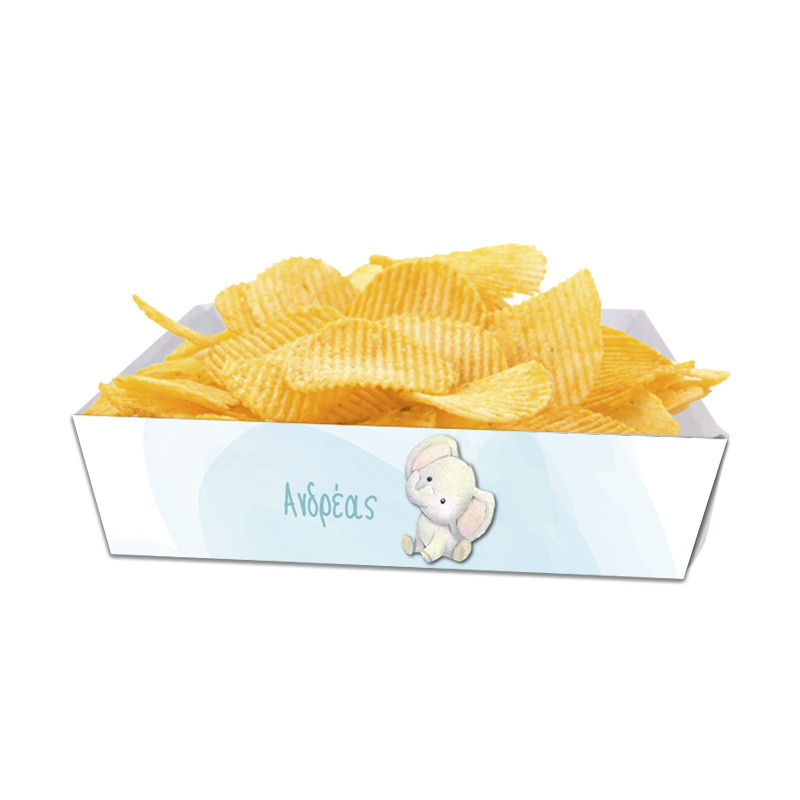 Κουτάκια για πατατάκια Ελεφαντάκι με όνομα 8τμχ/ 15cmx10cmx4cm