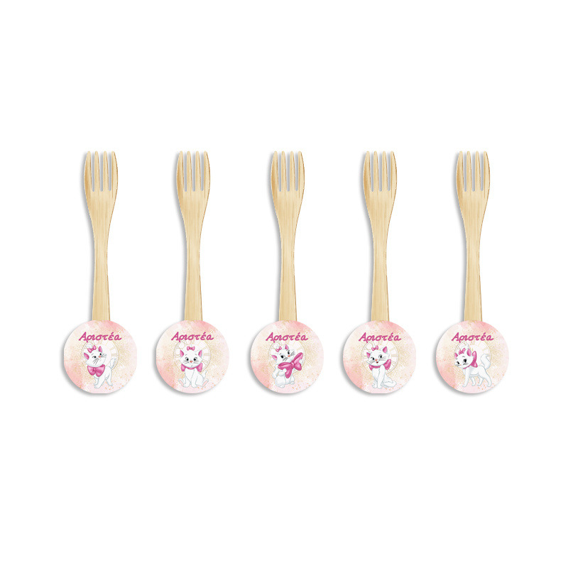 Ξύλινα Πιρουνάκια με όνομα Αριστόγατες Μαρί / 8τμχ